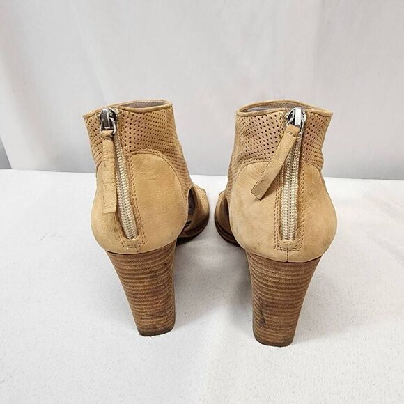 Vince Camuto Women Leather Bevina Heel Booties Size 9 Nubuk Open Toe Perforated - Picture 3 of 9